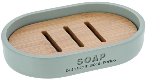 Σαπουνοθήκη μέντα polyresin/bamboo 12,3x8,3cm