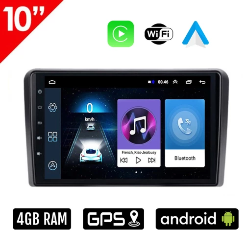 VW SKODA SEAT Android 10" ιντσών οθόνη αυτοκίνητου 4GB με Ελληνικό GPS WI-FI Apple Carplay Android Auto (Playstore Youtube Golf V 5 6 Polo Passat Octavia Leon Volkswagen MP3 USB Radio ΟΕΜ Bluetooth ηχοσύστημα 4x60W εργοστασιακού τύπου)