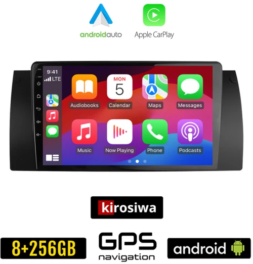 KIROSIWA BMW E39 (1997 - 2005) Android οθόνη αυτοκίνητου 8GB + 256GB με GPS WI-FI (ηχοσύστημα αφής 9" ιντσών OEM Android Auto Apple Carplay Σειρά 5 Youtube Playstore MP3 USB Radio Bluetooth Mirrorlink Ε39 εργοστασιακή, 4x60W, AUX)