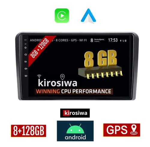 KIROSIWA 8GB + 128GB CITROEN C2 (2003 - 2009) Android οθόνη αυτοκίνητου με GPS WI-FI (ηχοσύστημα αφής 9" ιντσών Youtube Playstore MP3 USB Radio Bluetooth Mirrorlink DSP Apple Carplay Android Auto 4x60W, AUX)