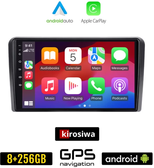 KIROSIWA CITROEN C3 (2001 - 2009) Android οθόνη αυτοκίνητου 8GB + 256GB με GPS WI-FI (ηχοσύστημα αφής 9" ιντσών Android Auto Apple Carplay Youtube Playstore MP3 USB Radio Bluetooth Mirrorlink εργοστασιακή, 4x60W, AUX)
