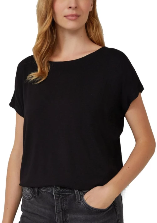 S.OLIVER Γυναικείο μαύρο κοντομάνικο T-shirt βισκόζης 2154938-9999