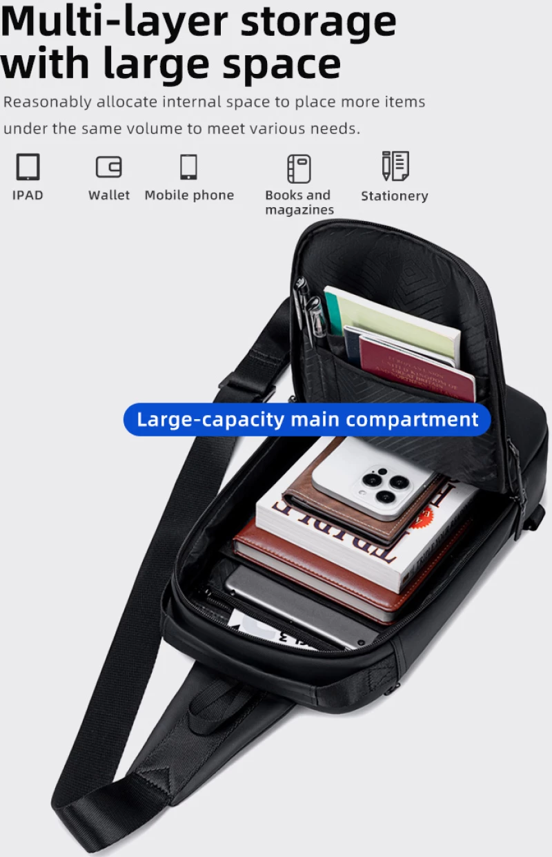 GOLDEN WOLF τσάντα Crossbody GXB00725, 4L, μαύρη