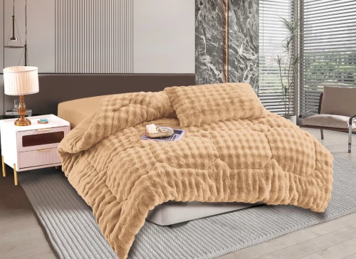 Κουβερτοπάπλωμα burble (220cm x 240cm) ανοιχτό καφέ
