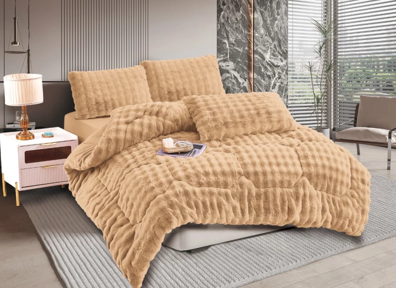 Κουβερτοπάπλωμα burble (220cm x 240cm  2 x 50cm x 70cm) ανοιχτό καφέ