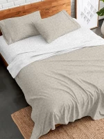 Σετ Σεντόνια Flannel 2052 Beige Διπλό με λάστιχο (150x205 30)