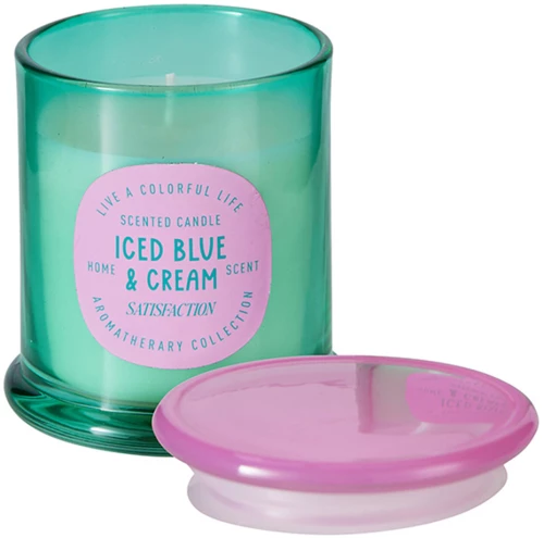 Κερί σε γυάλινο δοχείο με άρωμα  Iced Blue + Cream  9,1x9,1x10,9cm 27454 CA499