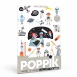 Mini Πόστερ με 23 αυτοκόλλητα – Γκρι - Διάστημα - Poppik