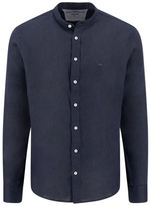 ΠΟΥΚΑΜΙΣΟ FYNCH HATTON PURE LINEN με mao κολλάρο 4164-66336776, Χρώμα BLUE