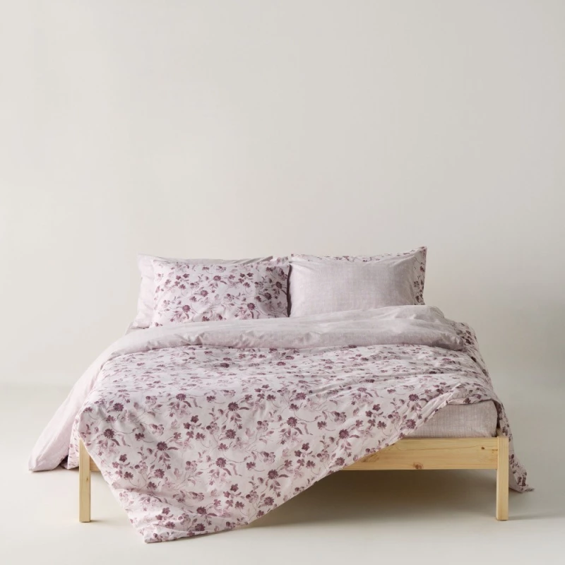 Κουβερλί Yuli 18 Old Rose- White Kentia Μονό 160x240cm 100% Βαμβάκι