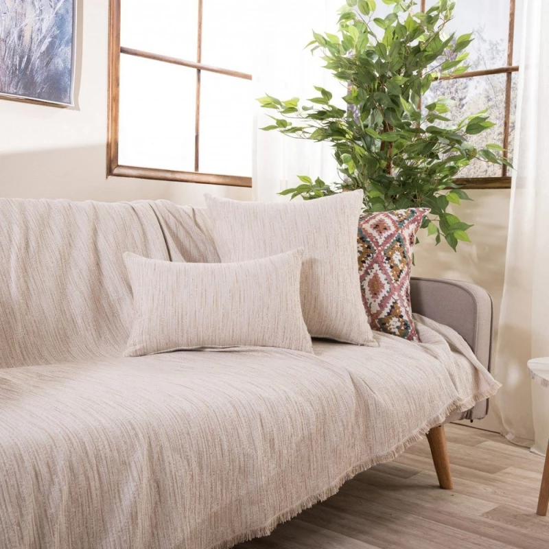 Ριχτάρι Lecce 01 Ecru Teoran Διθέσιο 180x250cm Βαμβάκι-Πολυέστερ
