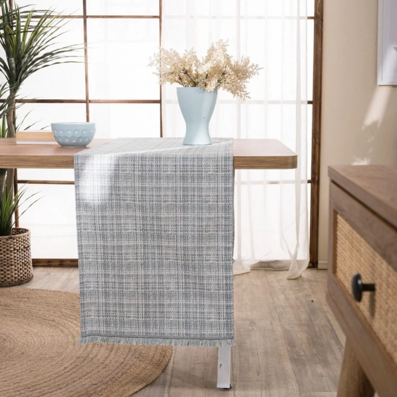 Τραβέρσα Urbino 08 Grey-Blue Teoran 45X180 Βαμβάκι-Πολυέστερ