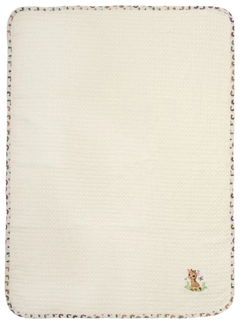 Κουβέρτα Βρεφική Πικέ Με Κέντημα Giraffe 173 Ecru-Multi DimCol Αγκαλιάς 80x110cm 100% Βαμβάκι