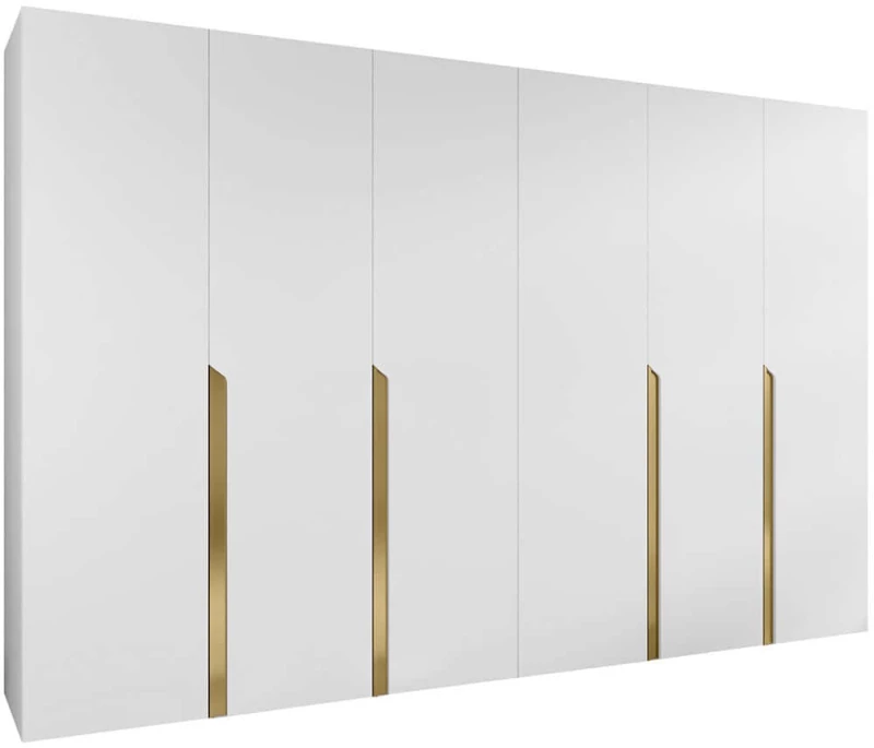 Ντουλάπα Εξάφυλλη Mila I 163088319 300x52x202cm White-Gold Εξάφυλλη