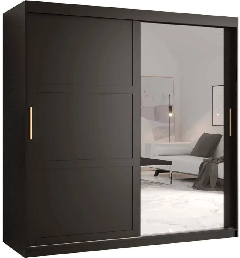 Ντουλάπα Δίφυλλη Συρόμενη Ramiro 162575079 180x62x200cm Black Δίφυλλη