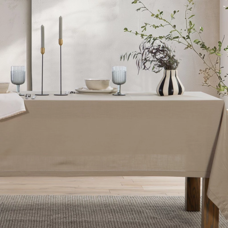 Τραπεζομάντηλο Steady Beige Nef-Nef Homeware Διάμετρος 180cm 100% Βαμβάκι