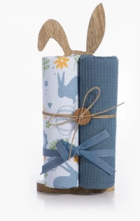 Ποτηρόπανο Hare Με Ξύλινο Λαγός White-Blue Nef-Nef Homeware 40x70cm 100% Βαμβάκι