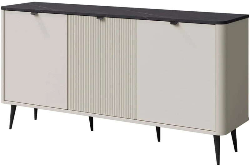 Μπουφές Marly Reg II 162906379 160x40x82cm Off White-Black Μοριοσανίδα,Mdf