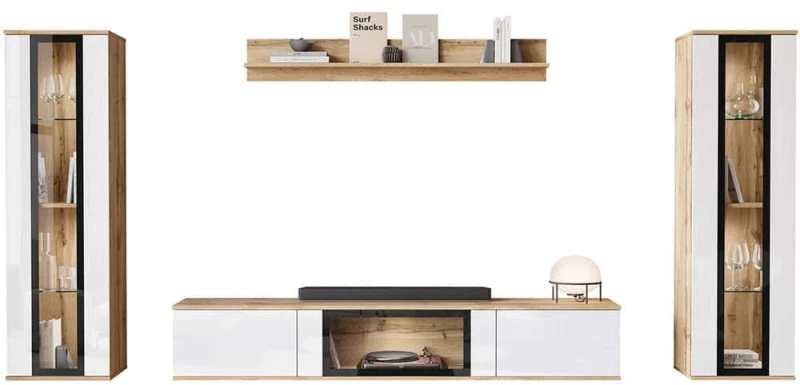 Σύνθεση Τηλεόρασης Caro 162900559 180x33x140cm Natural-White