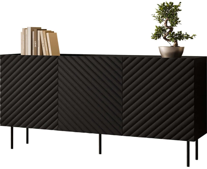 Μπουφές Lucca 162779529 166x80x40cm Black Μοριοσανίδα,Mdf