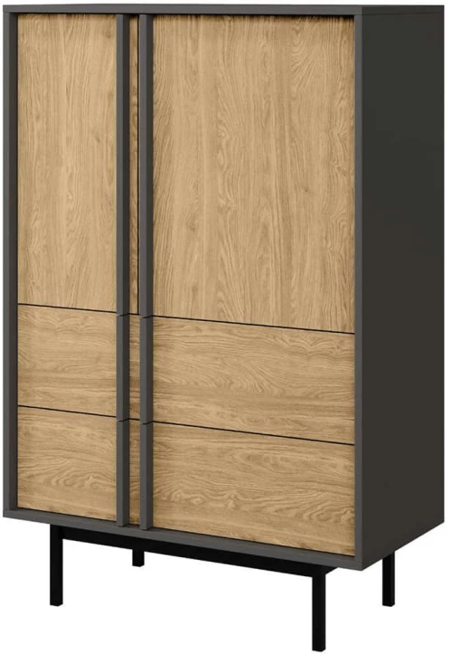 Μπουφές Alsy Reg 162912519 83x43x127cm Natural-Anthracite Μοριοσανίδα, Μέταλλο