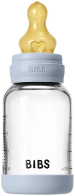 Bibs Ολοκληρωμένο Σετ Γυάλινο Μπιμπερό Latex Baby Blue 120ml