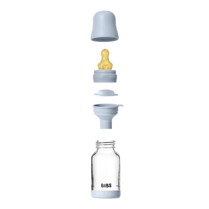 Bibs Ολοκληρωμένο Σετ Γυάλινο Μπιμπερό Latex Baby Blue 120ml
