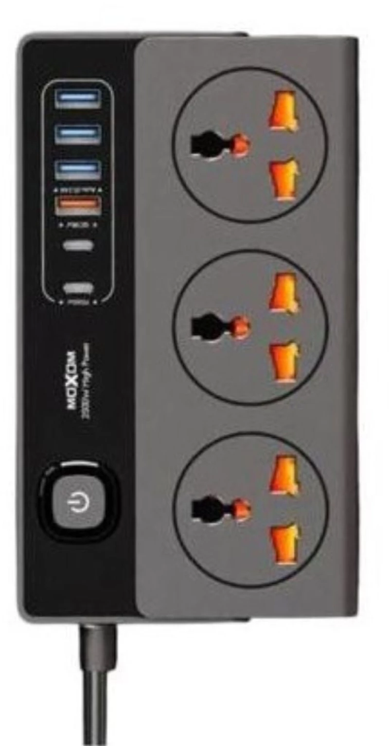 Universal Πολύπριζο 3 Θέσεων με 4 Θύρες USB & 2 Θύρες USB-C & Καλώδιο 2m - Moxom MX-ST33