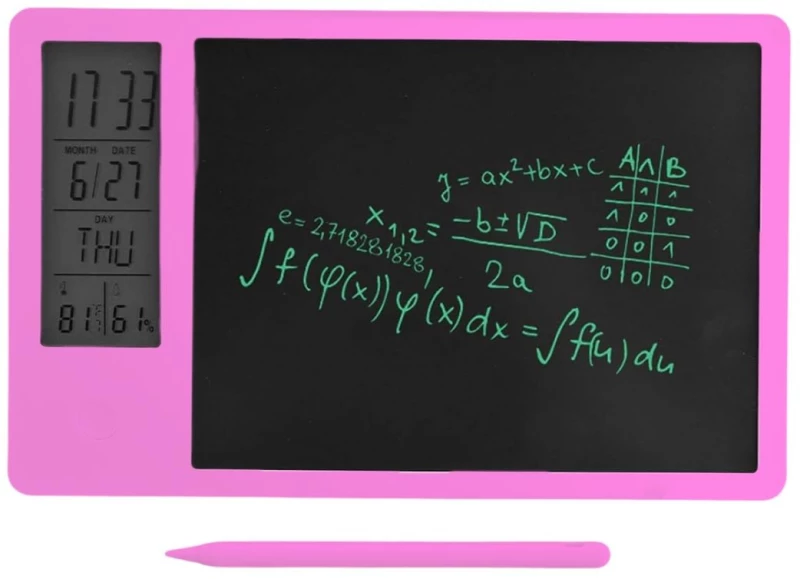 Ψηφιακό Ημερολόγιο Γραφείου με LCD Πίνακα Γραφής - Ροζ