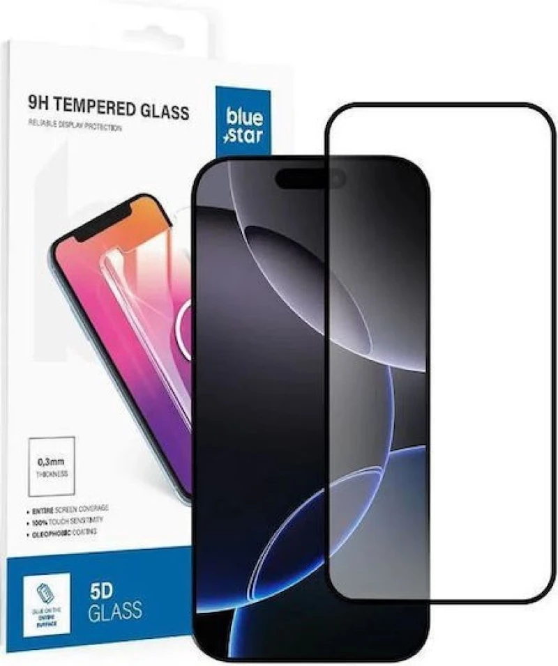 Blue Star 5D Tempered Glass Full Cover & Full Glue για Apple iPhone 16 Pro Max / 17 Pro Max - Μαύρο