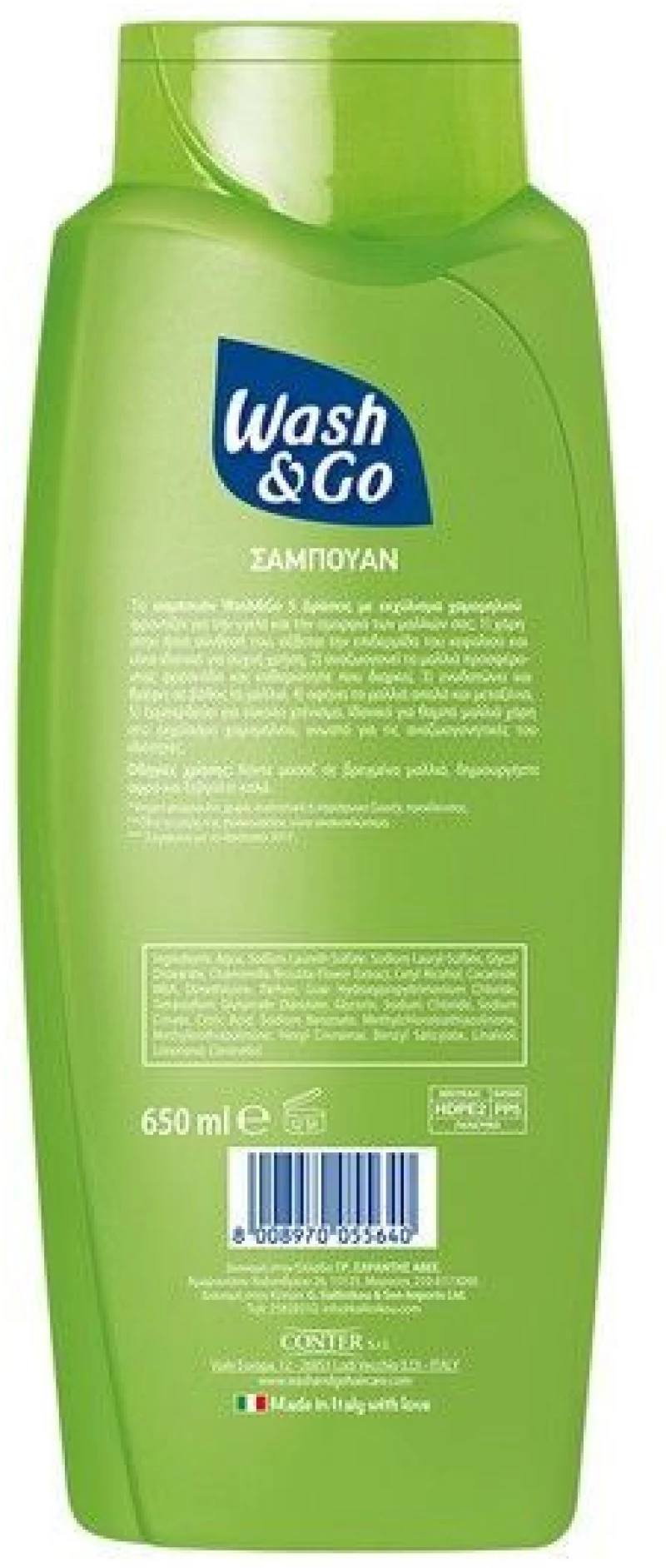 Wash & Go Σαμπουάν 5 Δράσεων Για Κανονικά Μαλλιά 650ml
