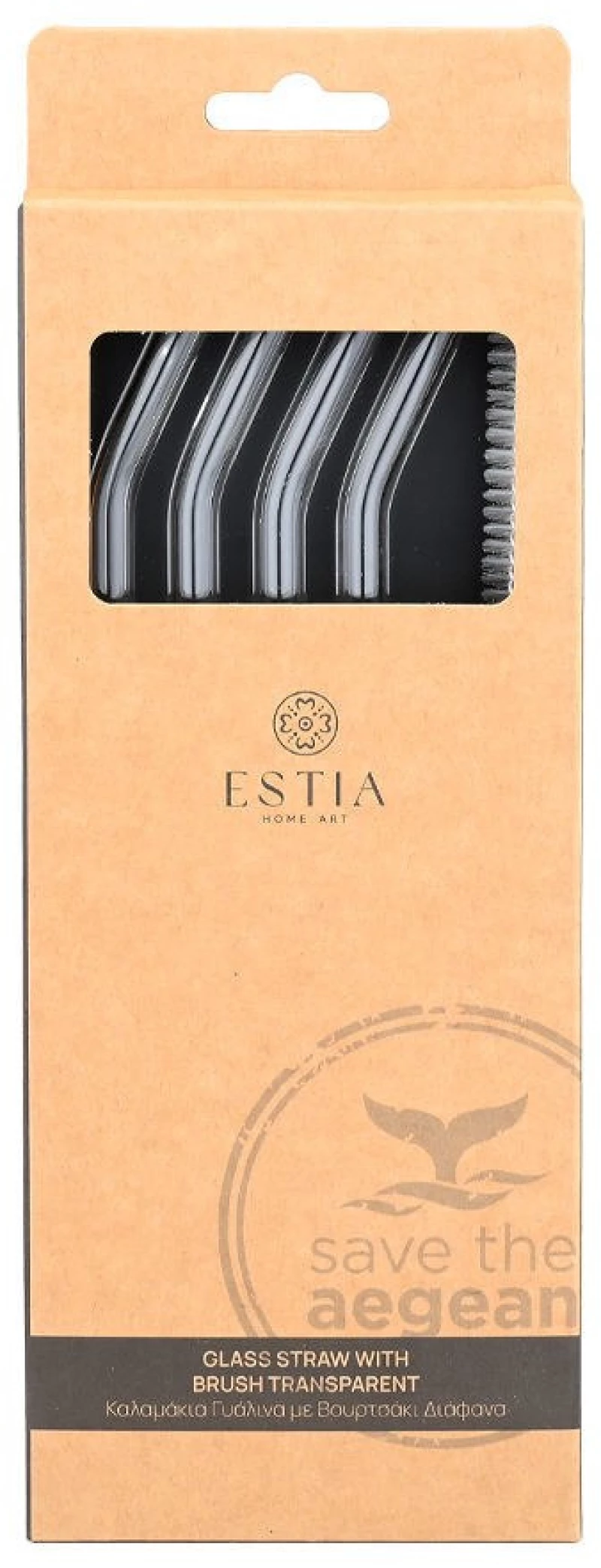 ESTIA ΚΑΛΑΜΑΚΙΑ ΓΥΑΛΙΝΑ ΜΕ ΒΟΥΡΤΣΑΚΙ ΣΕΤ 4 ΤΕΜ. ΔΙΑΦΑΝΑ