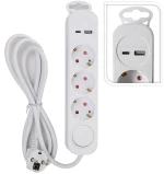 Πολύπριζο - 3 Schuko - USB A+C