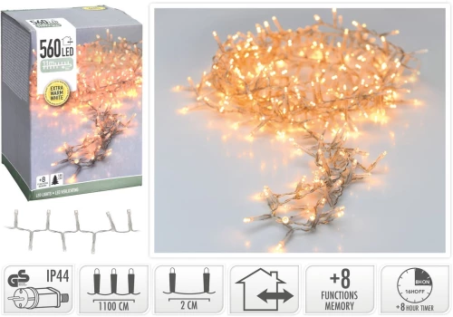 560 LED Φωτάκια - 11 Μέτρα - Χρονοδιακόπτης - Θερμό Λευκό