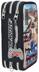 Dino World - Action World Triple Pencil Case Gaming - Dark Blue / Toys