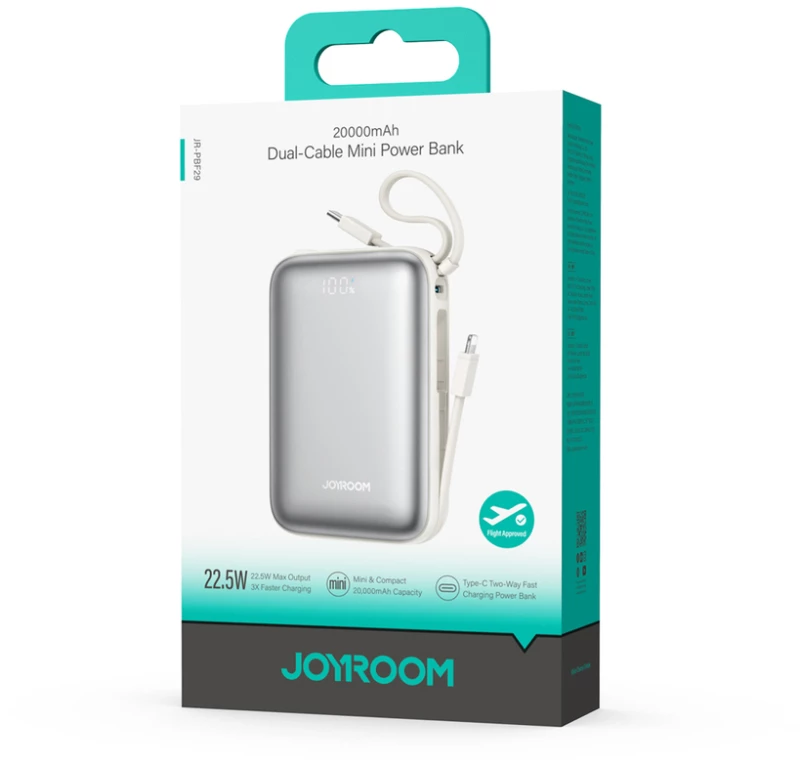 Joyroom JR-PBF29 20000mAh 22.5W Powerbank with Double Cable - White