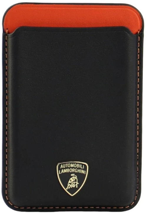 Lamborghini Urus D8 Genuine Leather MagSafe Magnetic Phone Wallet - Black and Red