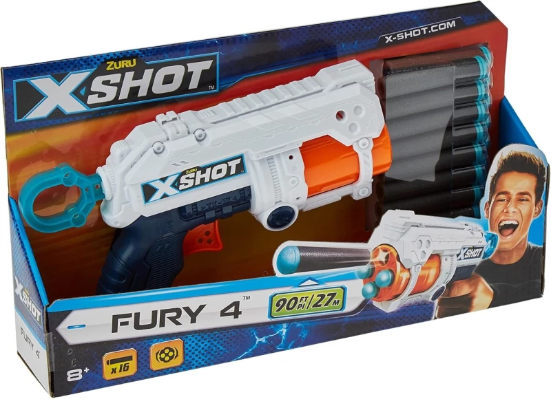 XSHOT - Excel Fury 4 Foam Dart Blaster (16 Darts) / Toys