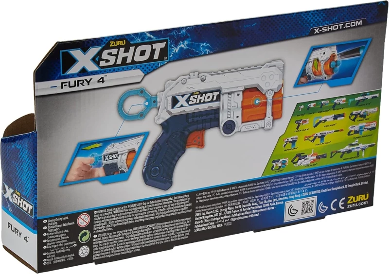 XSHOT - Excel Fury 4 Foam Dart Blaster (16 Darts) / Toys
