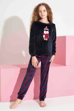 Παιδική Πιτζάμα Κορίτσι Homewear Βελουτέ S3151 - ΜΠΛΕ ΣΚΟΥΡΟ