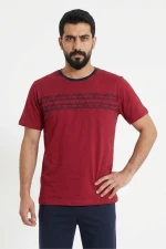 Ανδρική Βαμβακερή Πιτζάμα Κοντό Μανίκι W4982 - ΚΡΑΣΟΥΛΙ