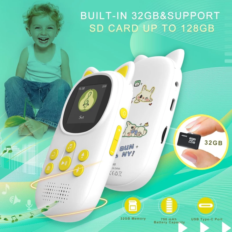 KalaXio M5 MP3 Player 32GB – Κίτρινη Έκδοση με Ελληνικό Μενού