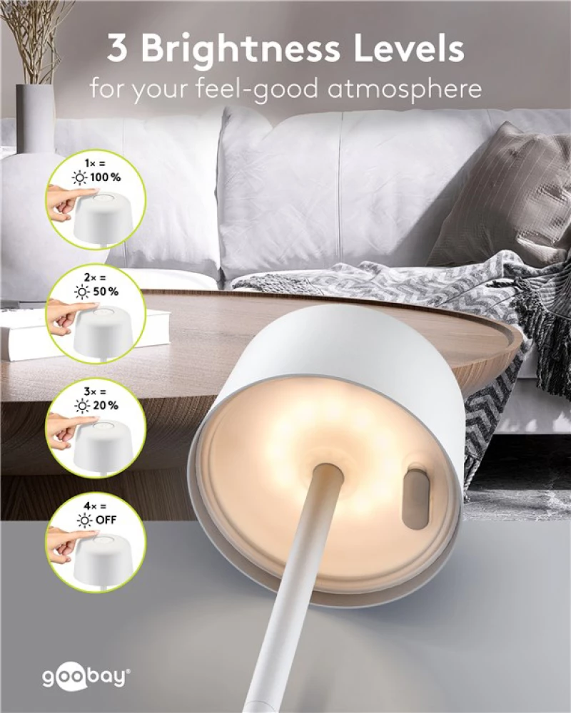 GOOBAY επιτραπέζιο φωτιστικό 77676  3000K  dimmable  επαναφορτιζόμενο  λευκό