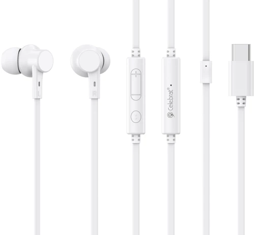 CELEBRAT earphones με μικρόφωνο G40  USB-C σύνδεση  10mm  1.2m  λευκά