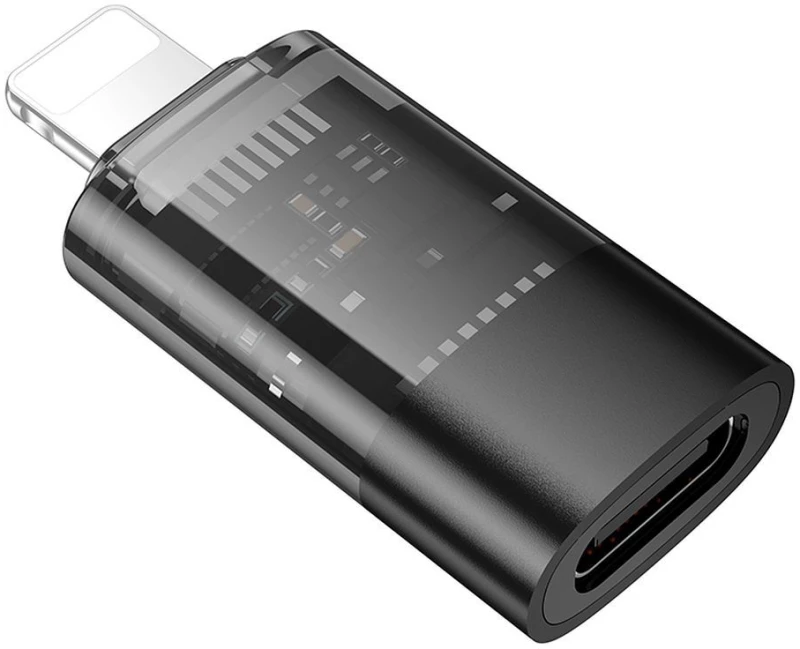 Hoco UA36A Αντάπτορας OTG Lightning Male σε USB-C Female – Transparent Black