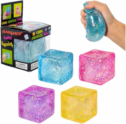 Antistress Squishy Ice Cube Glitter Slow Rising 4 χρώματα- Τυχαία επιλογή 1τεμ.(TB23572)