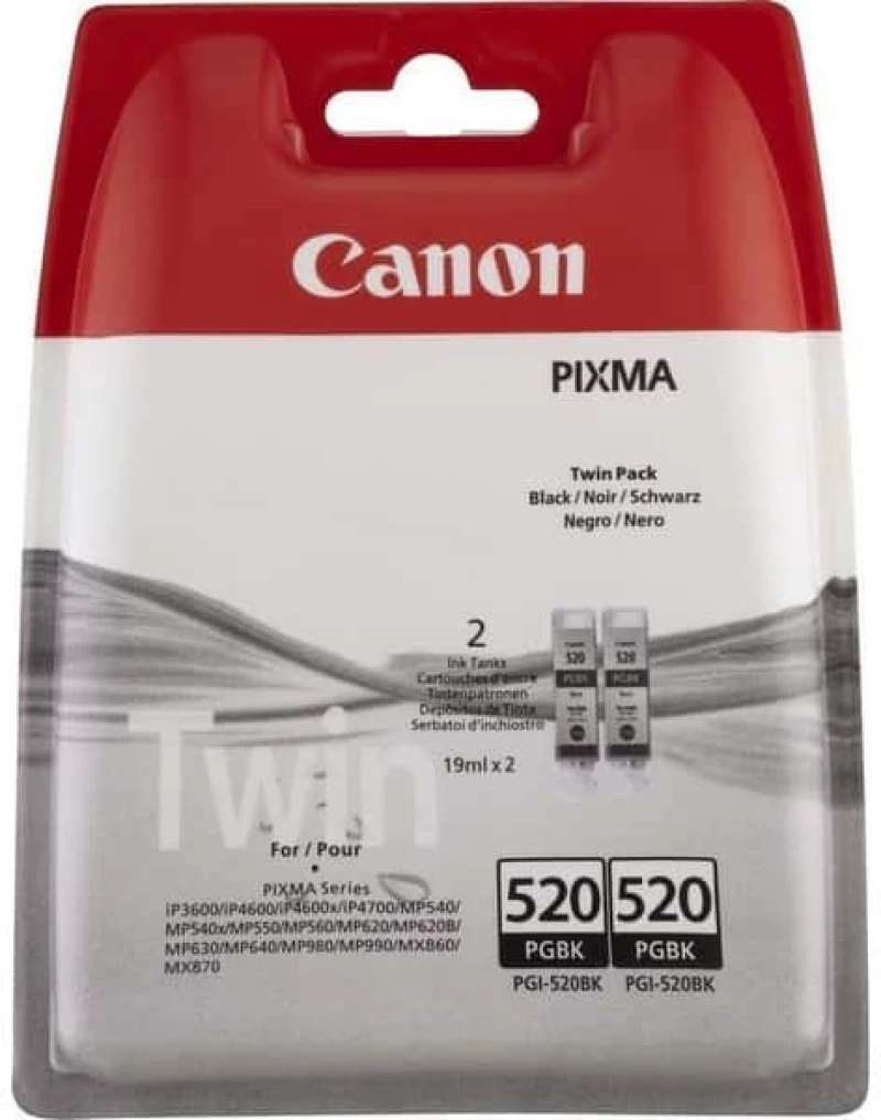 Canon PGI-520 Πακέτο 2 Μελανιών Εκτυπωτή InkJet Μαύρο (2932B012)
