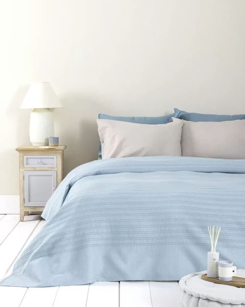 Κουβέρτα Dune - Denim Blue Μπλε, Τιρκουάζ Υπέρδιπλη 220x240