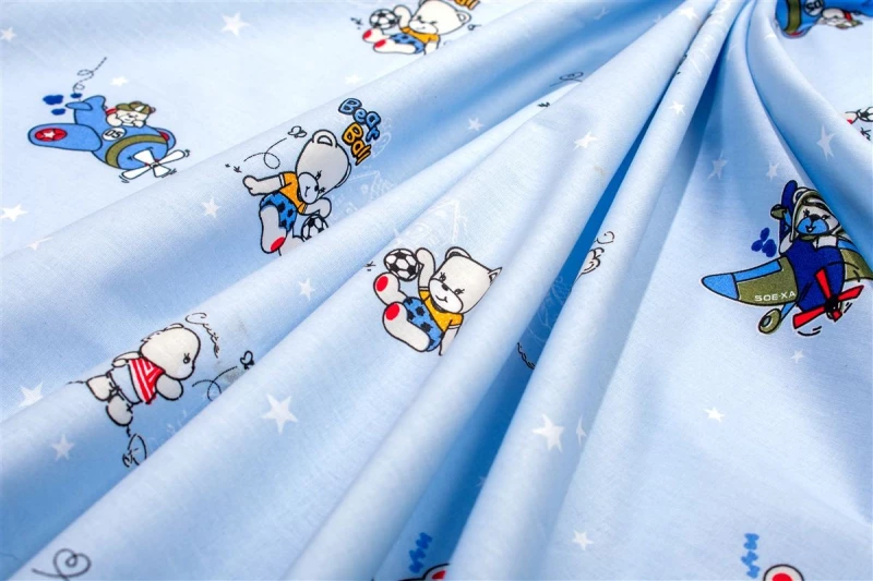 Πάνα Χασέ bebe Bear's Playtime 591 80X80 Sky Blue 100% Cotton - -