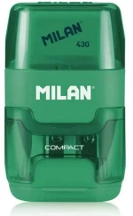 MILAN ξύστρα μολυβιών με κάδο & γόμα 1204703116, πράσινη